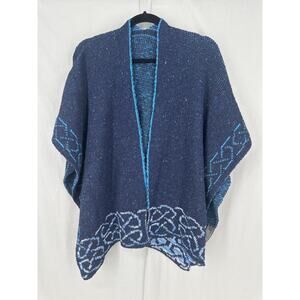 Bill Baber Shawl Womens Navy Blue Scotland Merino Wool Celtic Handmade